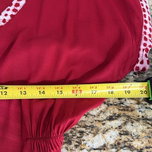 Kozii Red Modal V-Neck Short Sleeve Tunic Size M - Picture 5 of 7